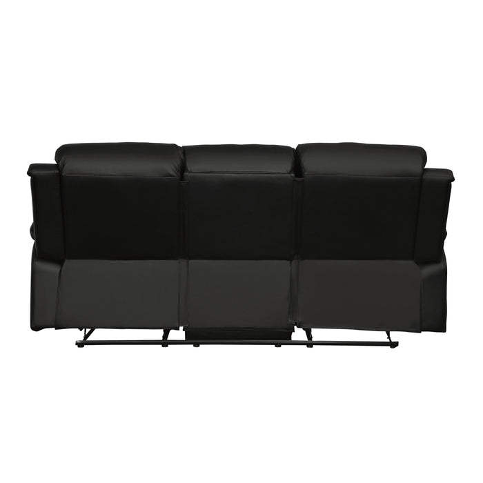 Homelegance Clarkdale Reclining Leather Look Sofa 9928BLK-3 IMAGE 3