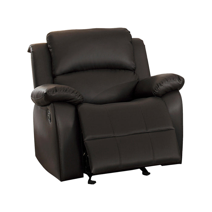 Homelegance Clarkdale Glider Leather Look Recliner 9928DBR-1 IMAGE 2