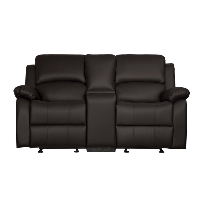 Homelegance Clarkdale Reclining Leather Look Loveseat 9928DBR-2 IMAGE 1