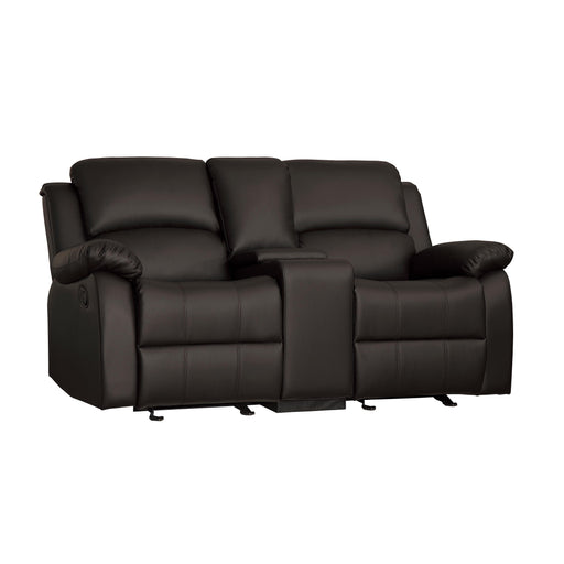 Homelegance Clarkdale Reclining Leather Look Loveseat 9928DBR-2 IMAGE 2