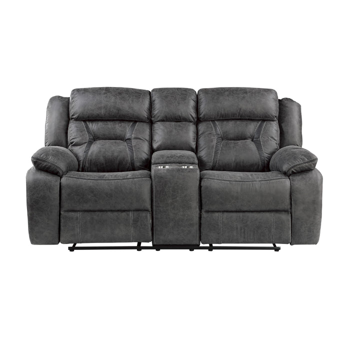 Homelegance Madrona Hill Reclining Fabric Loveseat 9989GY-2 IMAGE 1