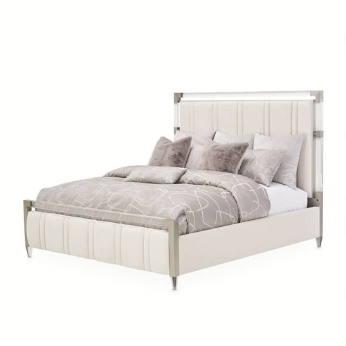 AICO Furniture Penthouse King Upholstered Platform Bed in Ash Gray image