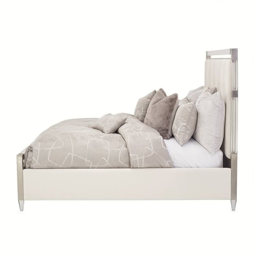 AICO Furniture Penthouse Queen Upholstered Platform Bed in Ash Gray