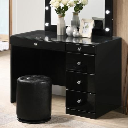 Crown Mark Morgan 5-Drawer Vanity Table B4851BK-91-BASE/B4851BK-91-TOP IMAGE 1