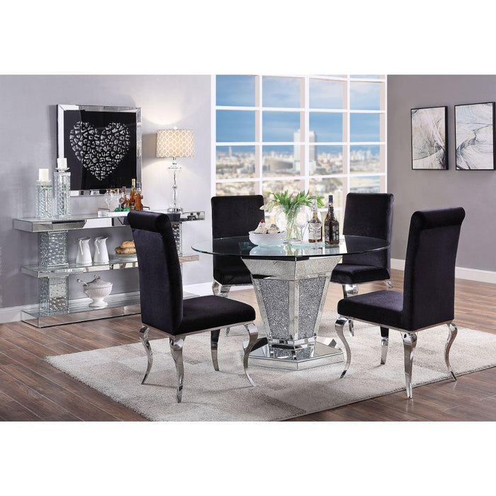 Acme Furniture Round Noralie Dining Table with Glass Top and Pedestal Base 71285 IMAGE 8