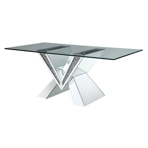 Acme Furniture Noralie Dining Table with Glass Top and Pedestal Base 71280 IMAGE 2