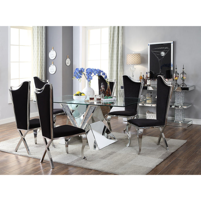 Acme Furniture Noralie Dining Table with Glass Top and Pedestal Base 71280 IMAGE 8