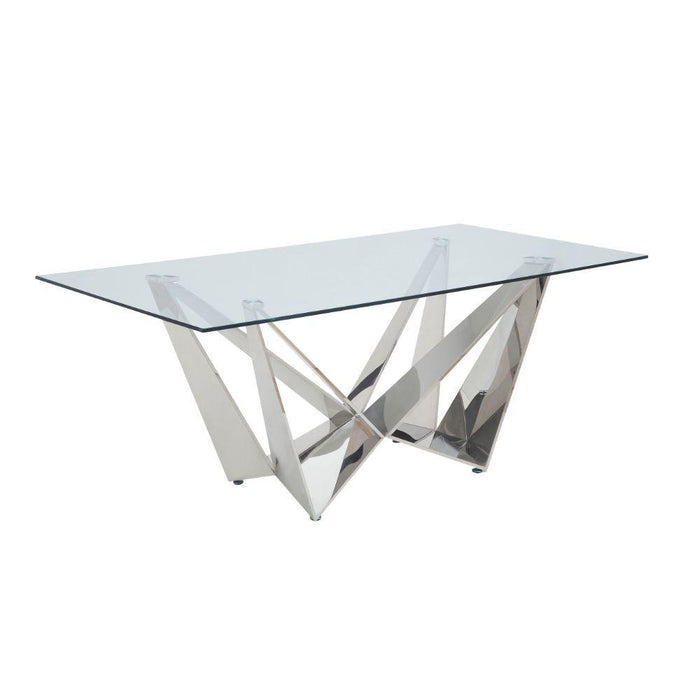 Acme Furniture Dekel Dining Table with Glass Top and Pedestal Base 70140 IMAGE 2