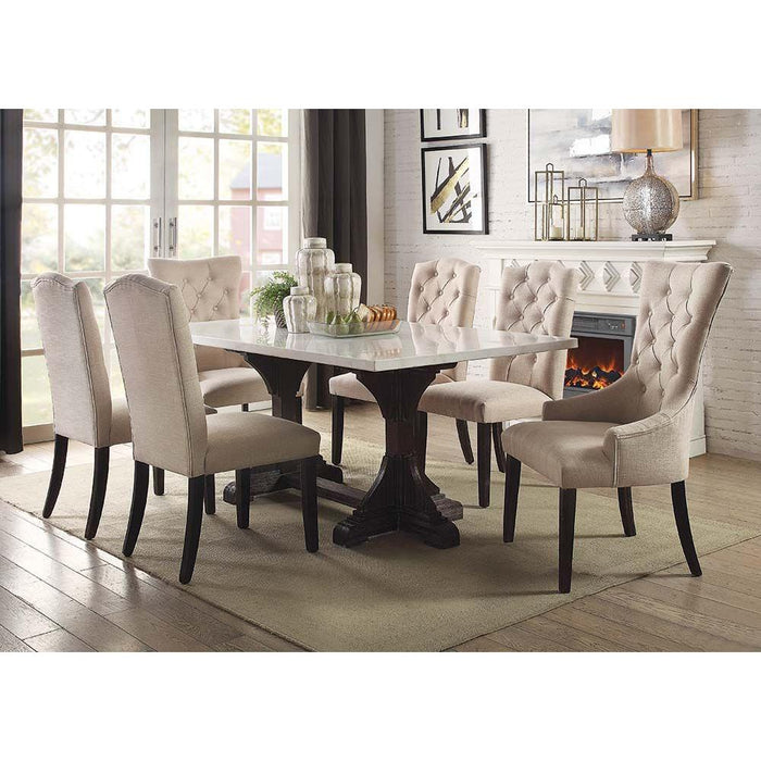 Acme Furniture Gerardo Dining Table with Marble Top and Trestle Base 60180 IMAGE 2