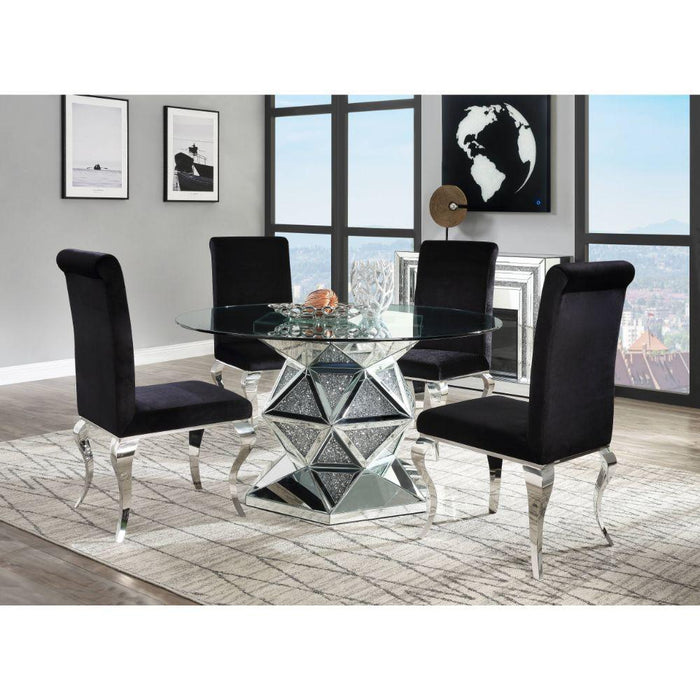 Acme Furniture Round Noralie Dining Table with Glass Top and Pedestal Base 72145 IMAGE 4