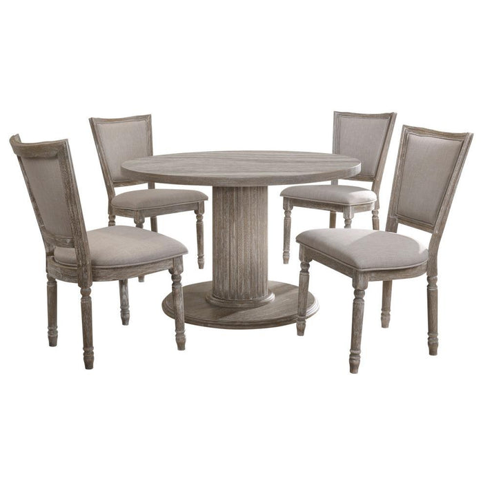 Acme Furniture Round Gabrian Dining Table with Pedestal Base 71725 IMAGE 2