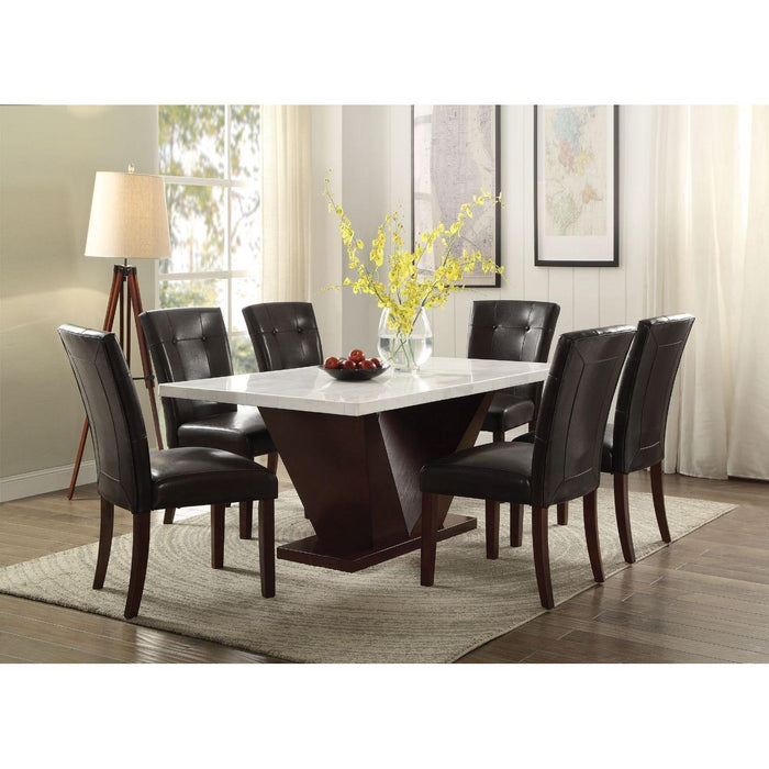 Acme Furniture Square Forbes Dining Table with Marble Top and Pedestal Base 72120 IMAGE 2