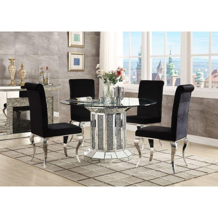 Acme Furniture Round Noralie Dining Table with Glass Top and Pedestal Base 72140 IMAGE 5