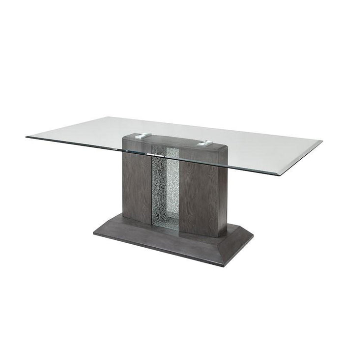 Acme Furniture Belay Dining Table with Glass Top and Pedestal Base 72290 IMAGE 2