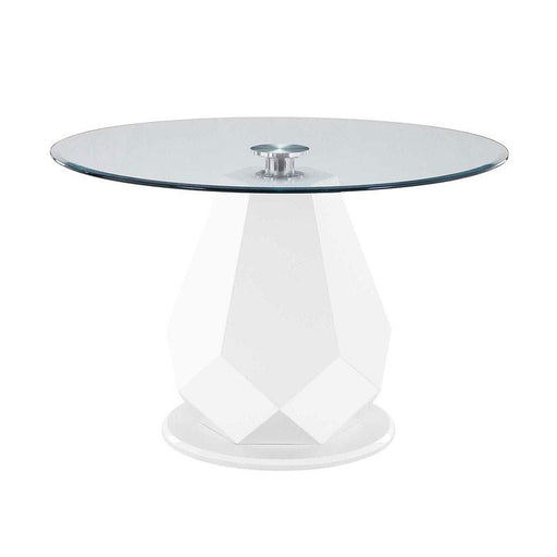 Acme Furniture Round Chara Dining Table with Glass Top and Pedestal Base 74925 IMAGE 2