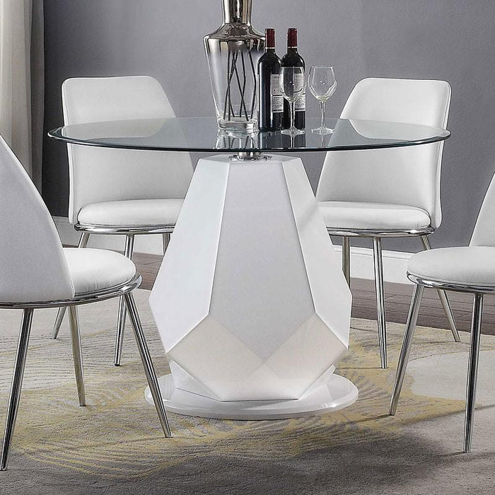 Acme Furniture Round Chara Dining Table with Glass Top and Pedestal Base 74925 IMAGE 4