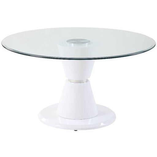 Acme Furniture Round Kavi Dining Table with Glass Top and Pedestal Base 74935 IMAGE 1