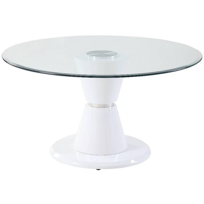 Acme Furniture Round Kavi Dining Table with Glass Top and Pedestal Base 74935 IMAGE 1