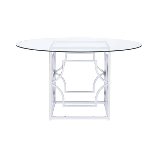 Coaster Furniture Round Starlight Dining Table with Glass Top and Pedestal Base 192561/CP54RD-10 IMAGE 2