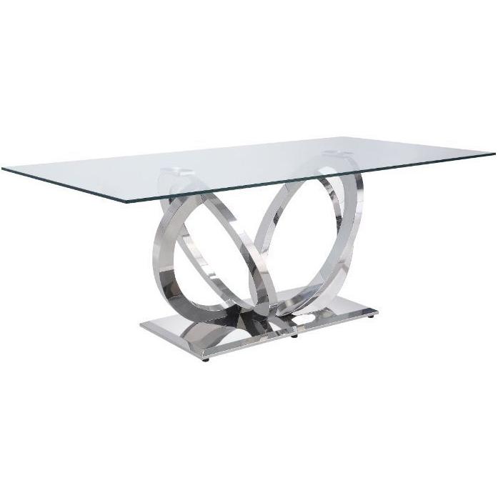 Acme Furniture Finley Dining Table with Glass Top and Pedestal Base 68260 IMAGE 1