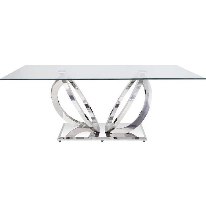 Acme Furniture Finley Dining Table with Glass Top and Pedestal Base 68260 IMAGE 2