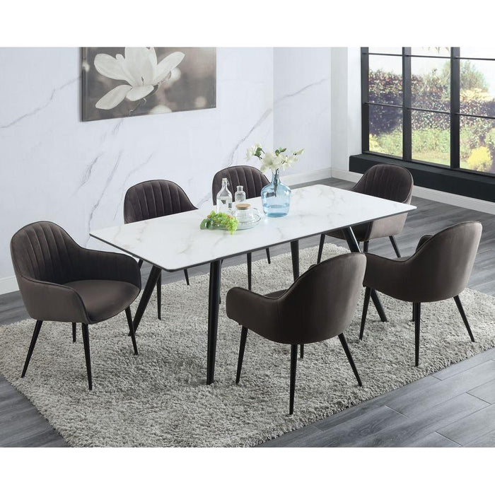 Acme Furniture Caspian Dining Table with Faux Marble Top 74010 IMAGE 4