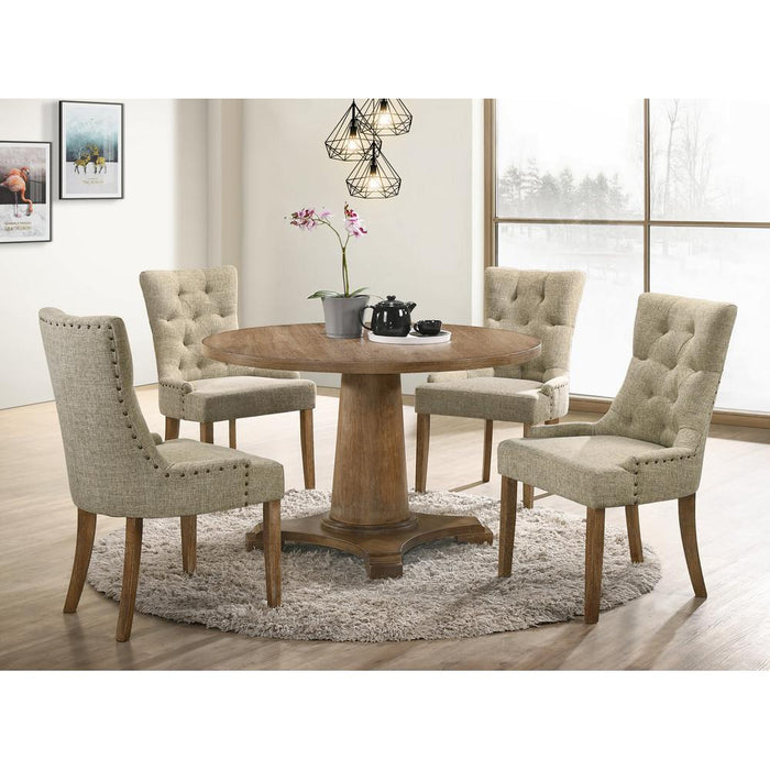 Acme Furniture Round Yotam Dining Table with Pedestal Base 77160 IMAGE 3