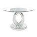 Acme Furniture Round Ornat Dining Table with Glass Top and Pedestal Base 77835 IMAGE 2