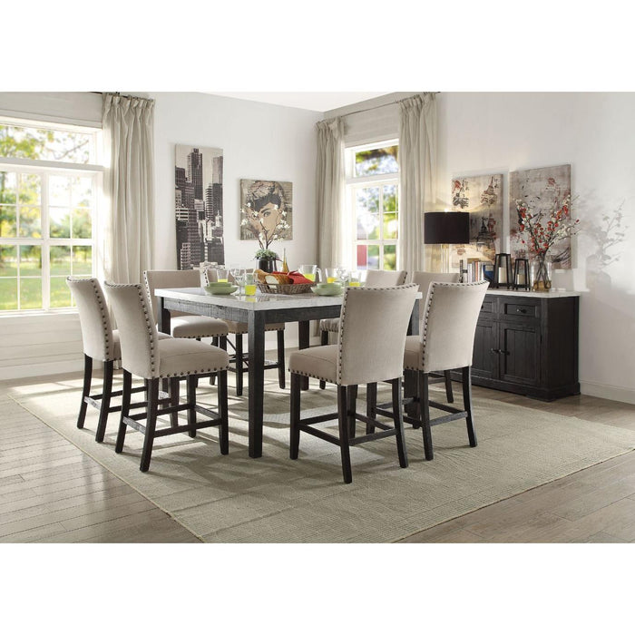 Acme Furniture Square Nolan Counter Height Dining Table with Marble Top 72855 IMAGE 2