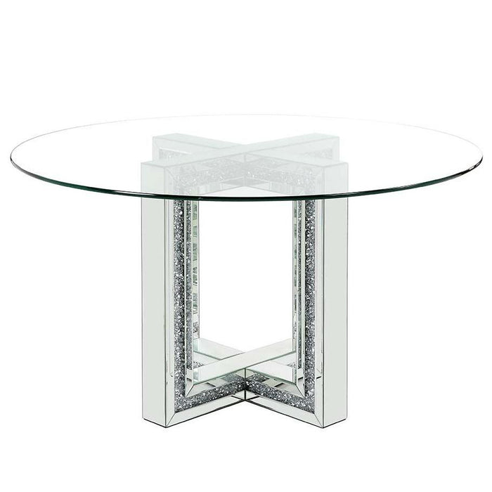 Acme Furniture Noralie Dining Table with Glass Top and Trestle Base DN00715 IMAGE 2