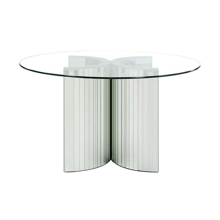 Acme Furniture Noralie Dining Table with Glass Top and Pedestal Base DN00718 IMAGE 2