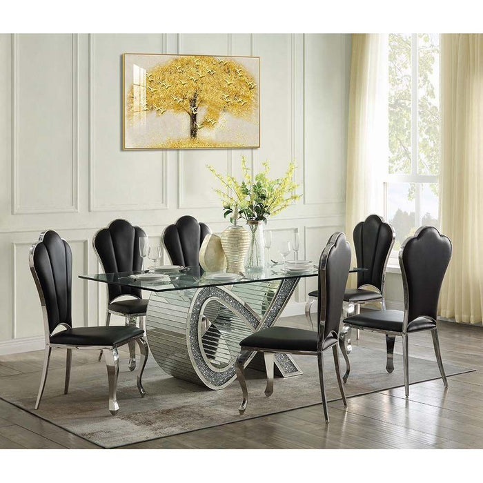 Acme Furniture Noralie Dining Table with Glass Top and Pedestal Base DN00719 IMAGE 4