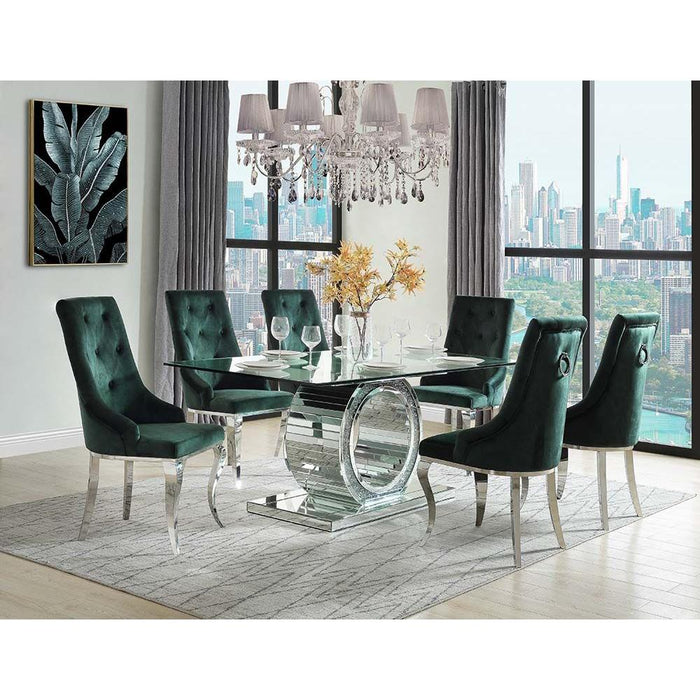 Acme Furniture Noralie Dining Table with Glass Top and Pedestal Base DN00720 IMAGE 5