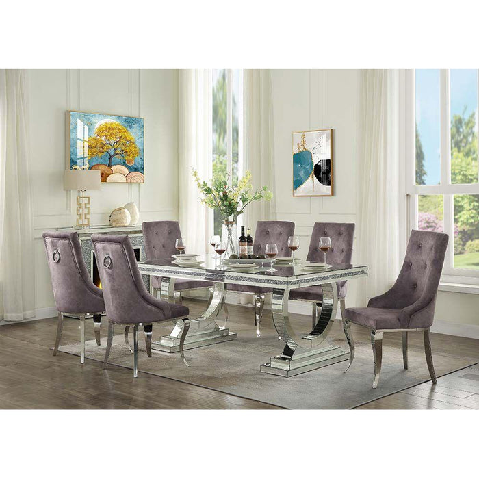 Acme Furniture Noralie Dining Table with Glass Top and Pedestal Base DN00721 IMAGE 5