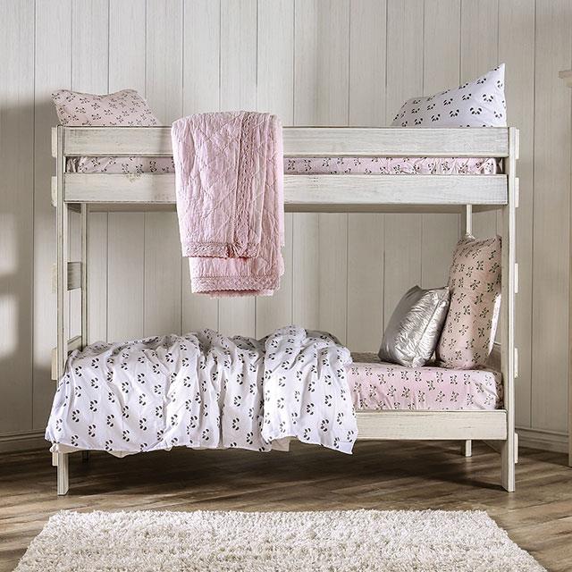 Furniture of America Arlette AM-BK100WH-BED-SLAT Twin/Twin Bunk Bed IMAGE 2