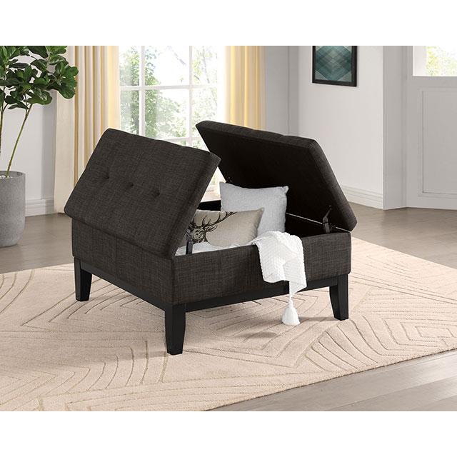 Furniture of America Fazio Fabric Storage Ottoman CM-AC365GY IMAGE 2