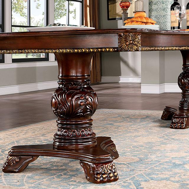 Furniture of America Normandy Dining Table with Pedestal Base CM3145T-TABLE IMAGE 3