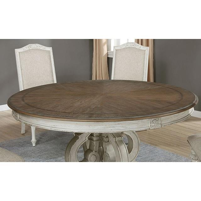 Furniture of America Round Arcadia Dining Table CM3150WH-RT IMAGE 4