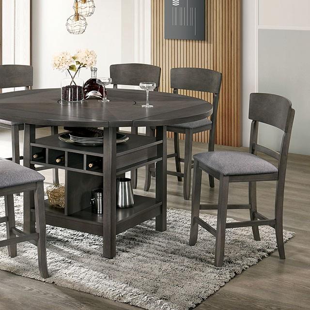 Furniture of America Round Stacie Counter Height Dining Table CM3733GY-RPT-TABLE IMAGE 1