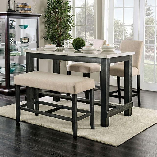 Furniture of America Brule Counter Height Dining Table with Marble Top CM3736PT IMAGE 1