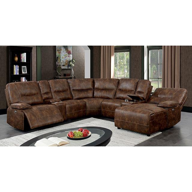 Furniture of America Chantelle Power Reclining Leather Look Sectional CM6229BR-SECT IMAGE 2