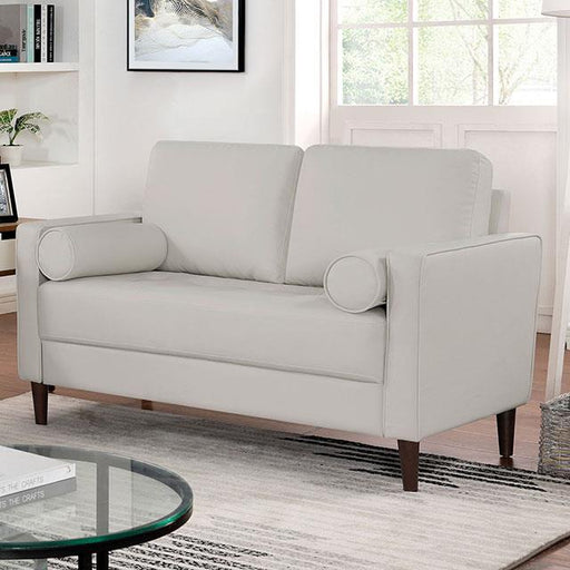 Furniture of America Horgen Stationary Leather Look Loveseat CM6452WH-LV IMAGE 1