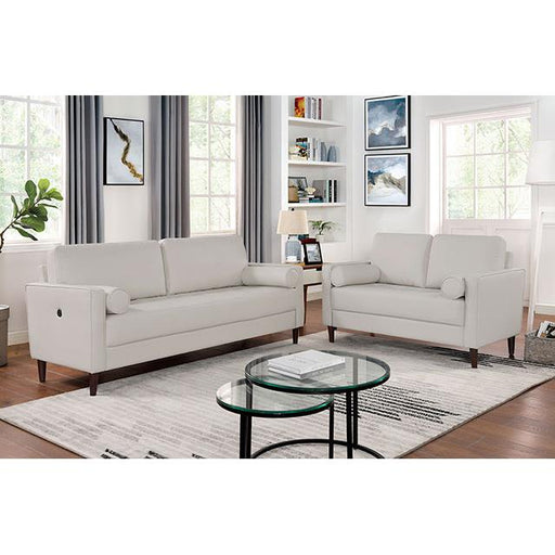 Furniture of America Horgen Stationary Leather Look Loveseat CM6452WH-LV IMAGE 2