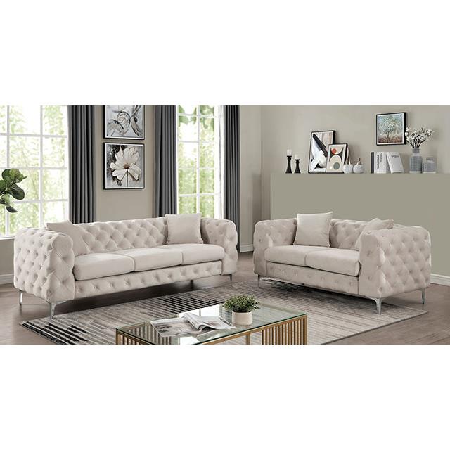 Furniture of America Sapphira Stationary Fabric Sofa CM6498BG-SF-PK IMAGE 2