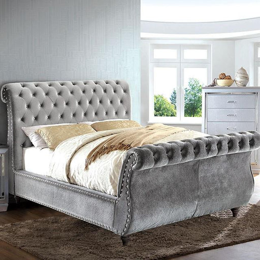 Furniture of America Noella Queen Upholstered Platform Bed CM7128GY-Q-BED-VN IMAGE 1