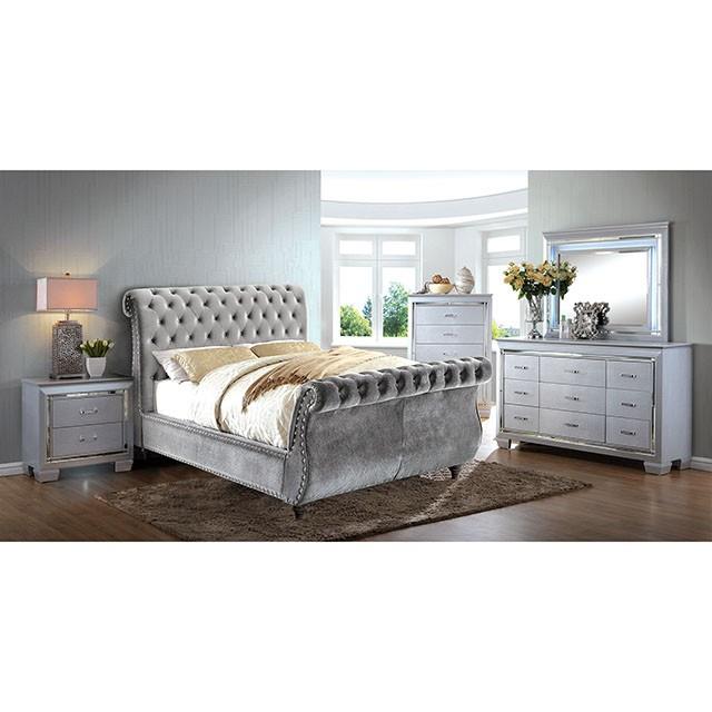 Furniture of America Noella Queen Upholstered Platform Bed CM7128GY-Q-BED-VN IMAGE 2