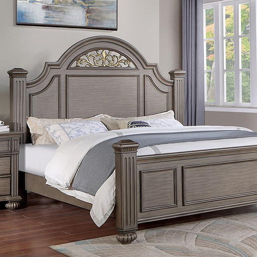 Furniture of America Syracuse Queen Poster Bed CM7129GY-Q-BED IMAGE 1