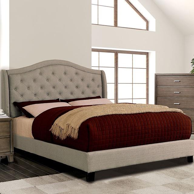 Furniture of America Carly California King Upholstered Platform Bed CM7160CK-BED-VN IMAGE 1