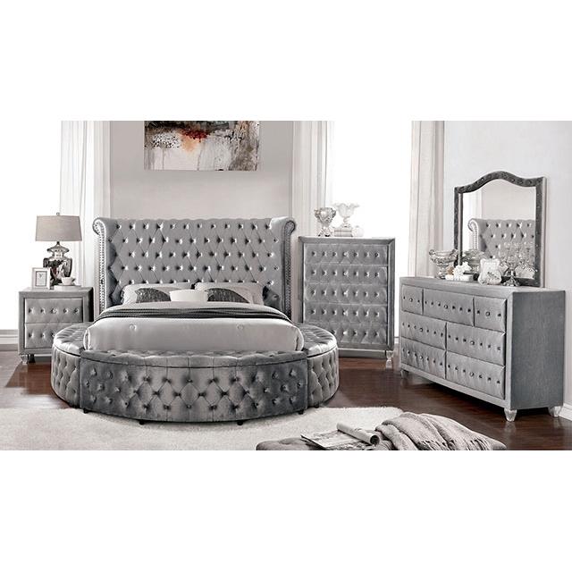 Furniture of America Sansom King Upholstered Platform Bed with Storage CM7178GY-EK-BED IMAGE 3