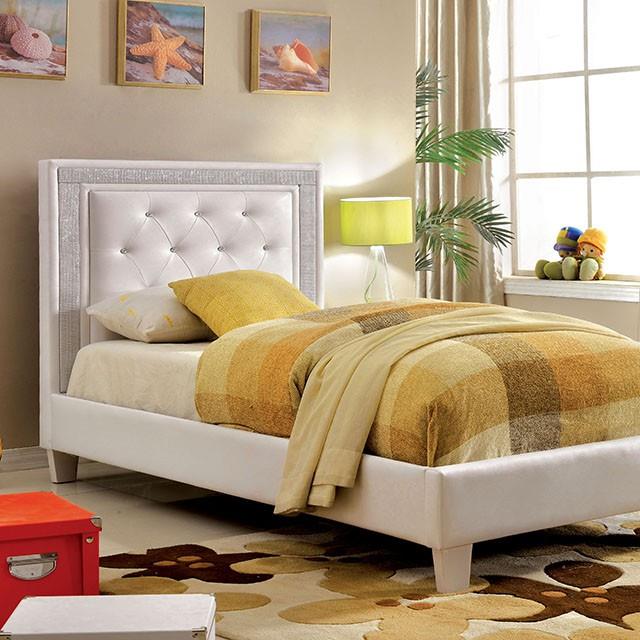 Furniture of America Lianne Twin Upholstered Platform Bed CM7217WH-T-BED-VN IMAGE 3